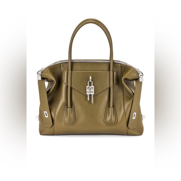 GIVENCHY Large Antigona Lock Leather Tote W Silver Removable Lock - Picture 2 of 6